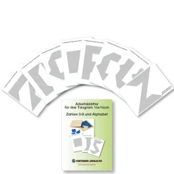 Arbeitsblätter für das Tangram – Ziffern und ABC