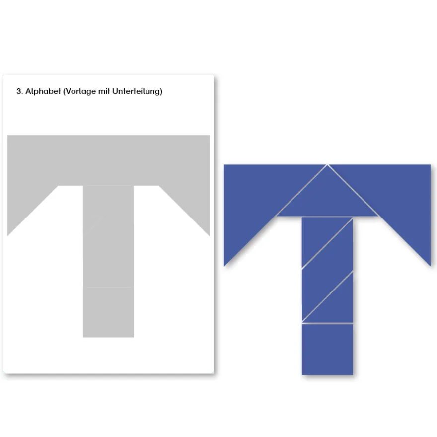 Arbeitsblätter für das Tangram – Ziffern und ABC