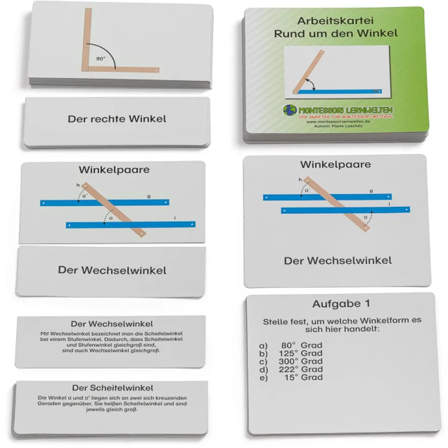 Arbeitskartei für den Geometriekasten: Rund um den Winkel