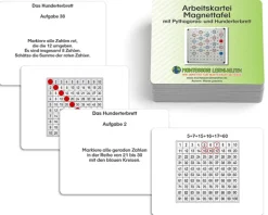 Arbeitskartei Magnettafel mit Pythagoras- und Hunderterbrett