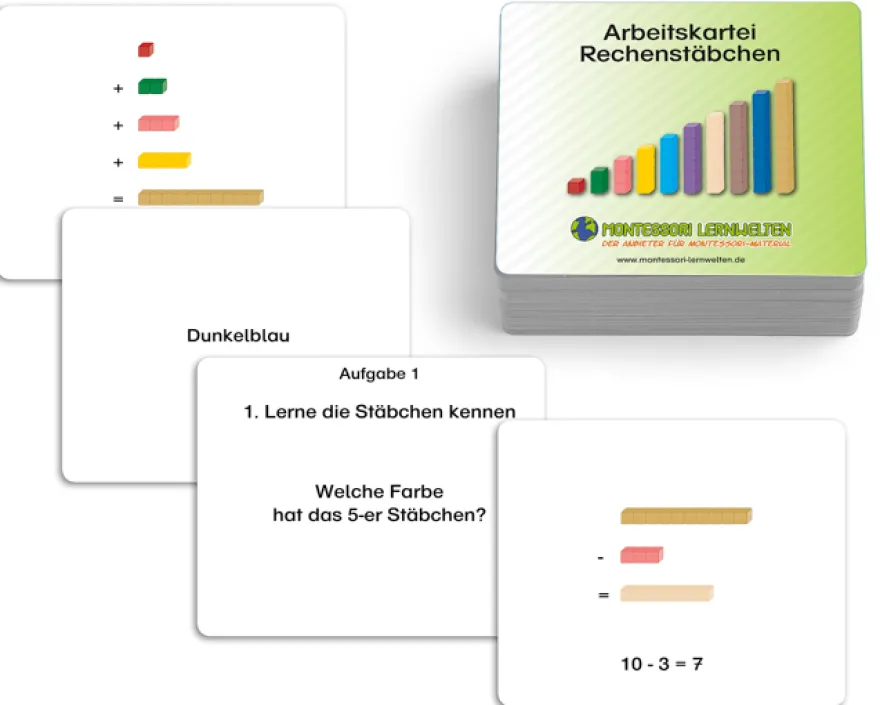 Arbeitskartei Rechenstäbchen 1-10