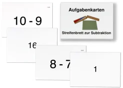 Aufgabenkarten für das Streifenbrett zur Subtraktion