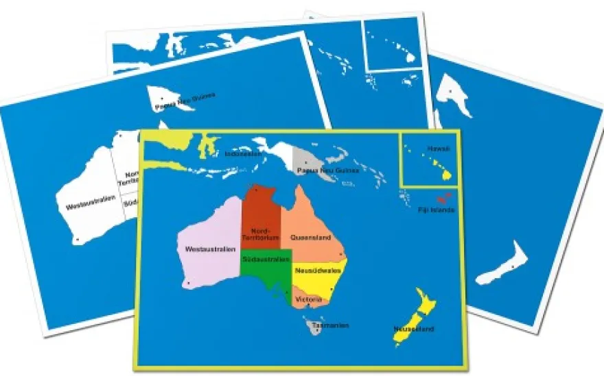 4 große Kontrolltafeln zur Puzzlekarte Australien (DOWNLOAD)