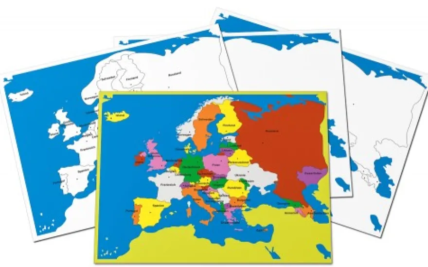 4 große Kontrolltafeln zur Puzzlekarte Europa (DOWNLOAD)
