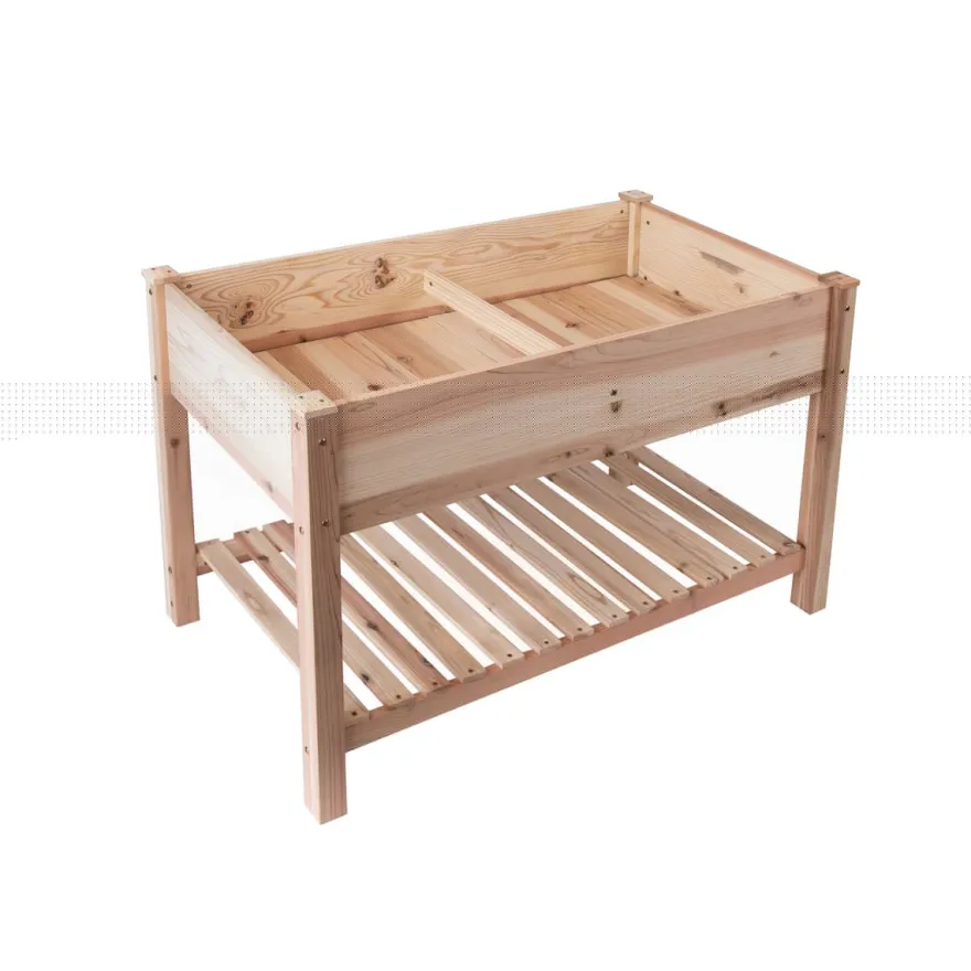 Hochbeet aus Holz mit Ablagefläche