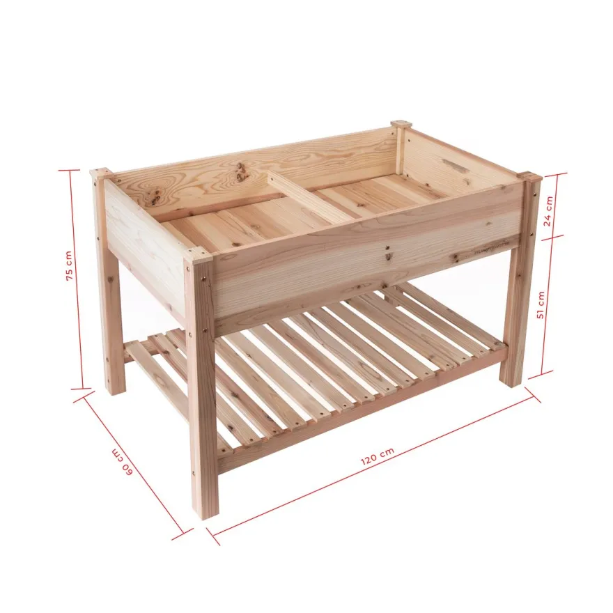 Hochbeet aus Holz mit Ablagefläche
