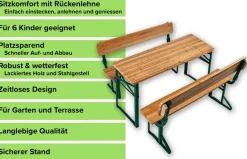 Kindersitzgarnitur - 2 Bänke und 1 Tisch für 6 Kinder