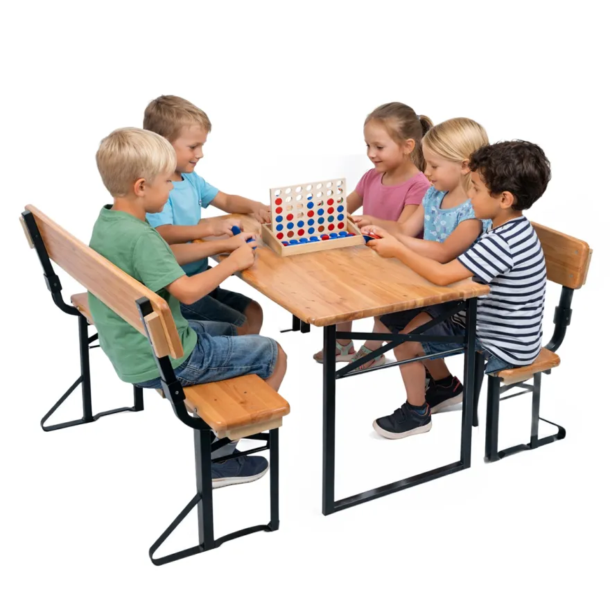 Kindersitzgarnitur - 2 Bänke und 1 Tisch für 6 Kinder