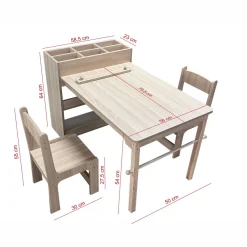 Kreativ-Ecke für Kinder - 1 Tisch mit zwei Stühlen und Regal