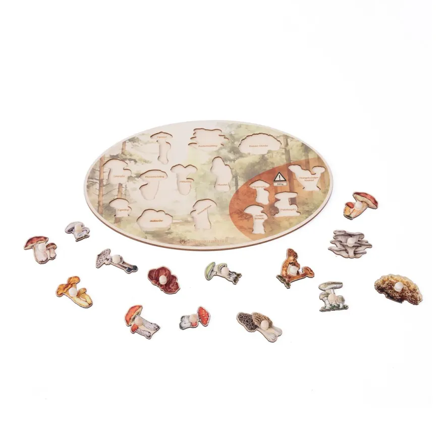 Pilze-Puzzle aus Holz