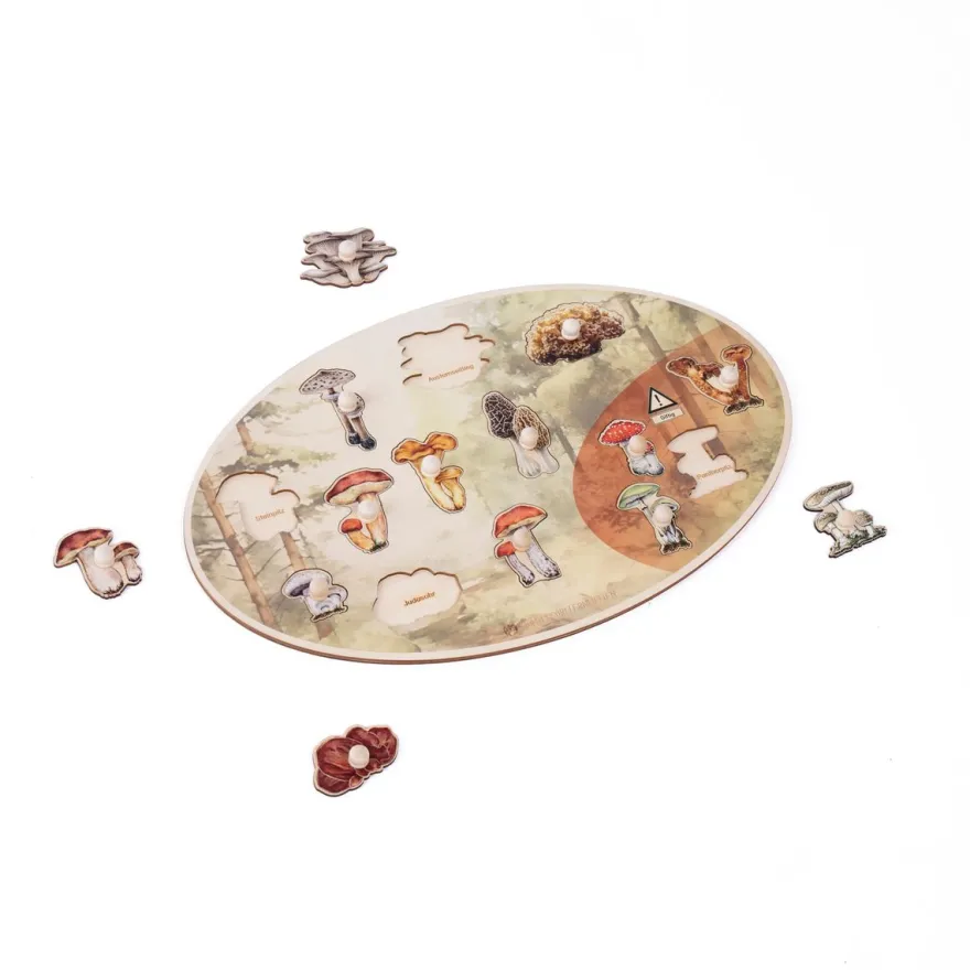 Pilze-Puzzle aus Holz