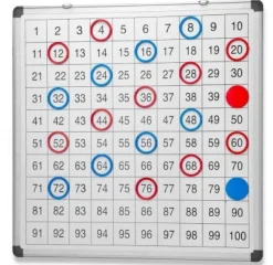 Set Magnettafel und Arbeitskartei zum Pythagoras- und Hunderterbrett
