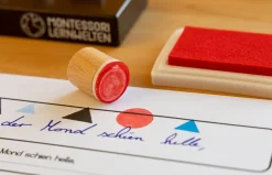Set: Wortartenstempel aus Holz mit 9 Stempelkissen