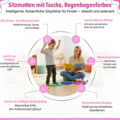 12 Sitzmatten mit Tasche - Regenbogenfarben