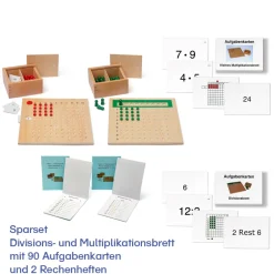 Sparset Divisions- und Multiplikationsbrett mit 90 Aufgabenkarten und 2 Rechenheften