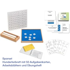 Sparset Hunderterbrett mit 50 Aufgabenkarten, Arbeitsblättern und Übungsheft