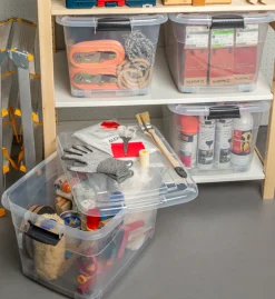 12 x XL Aufbewahrungsbox mit Deckel - stapelbar und rollbar