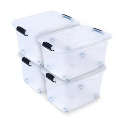4 x XL Aufbewahrungsbox mit Deckel - stapelbar und rollbar