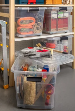 4 x XL Aufbewahrungsbox mit Deckel - stapelbar und rollbar