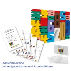 Zahlenbausteine mit Aufgabenkarten und Arbeitsblättern